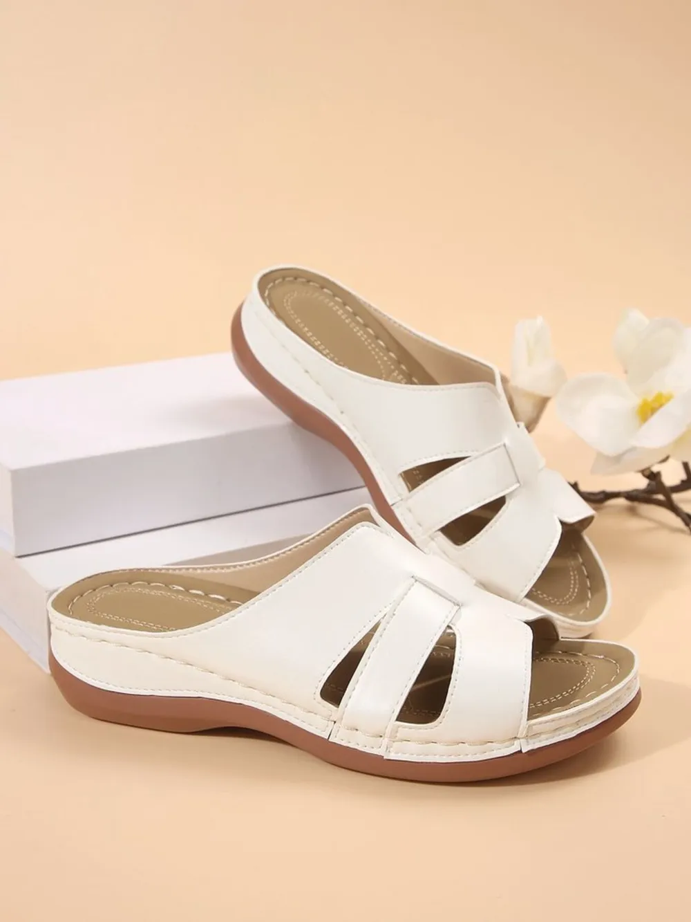 Cutout Leather Open Toe Sandals, image 17