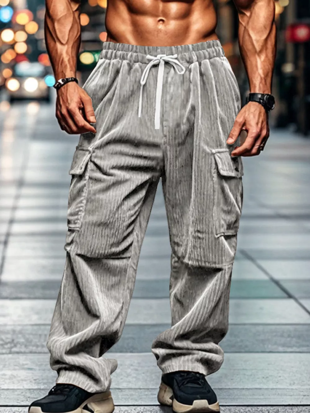Men's Full Size Corduroy Cargo Pants Plus Size, image 7