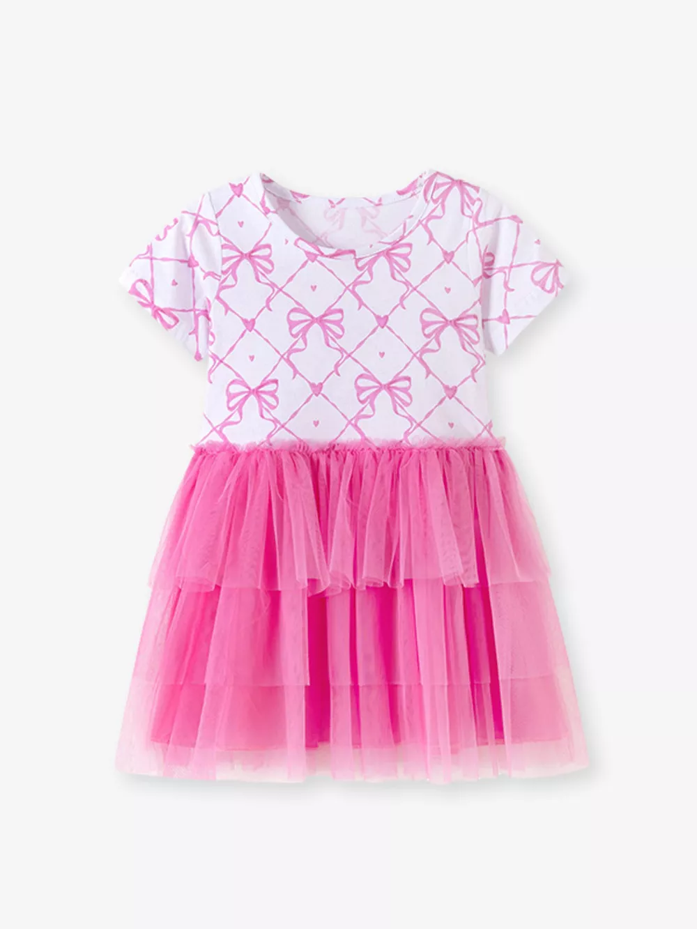 Children's Bowknot Pattern Tulle Layered Dress, image 2