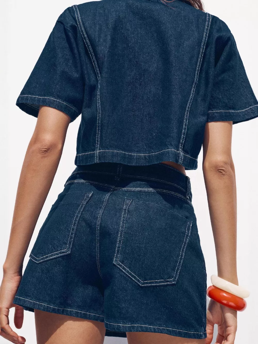Button Up Short Sleeve Top and Skort Denim Set, image 12