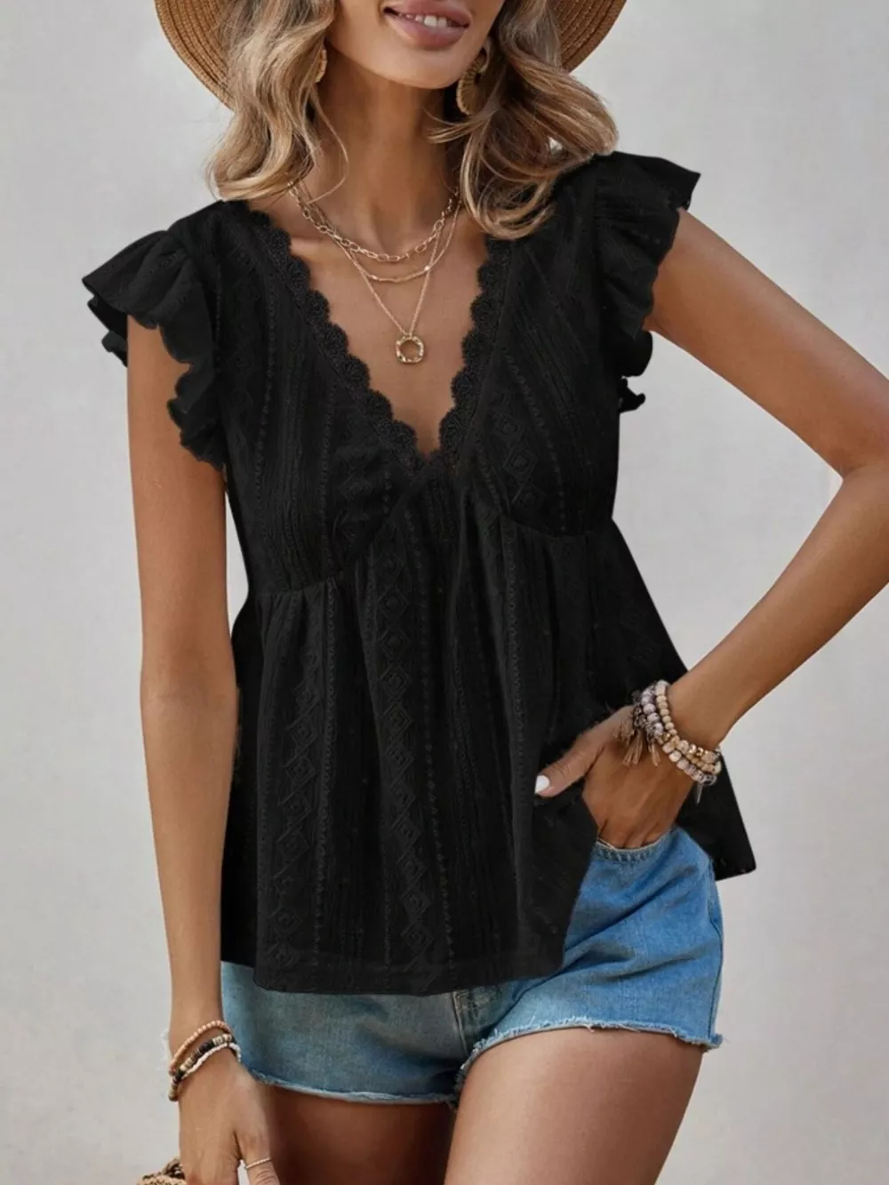 Ruffle Sleeve V-Neck Blouse, image 10