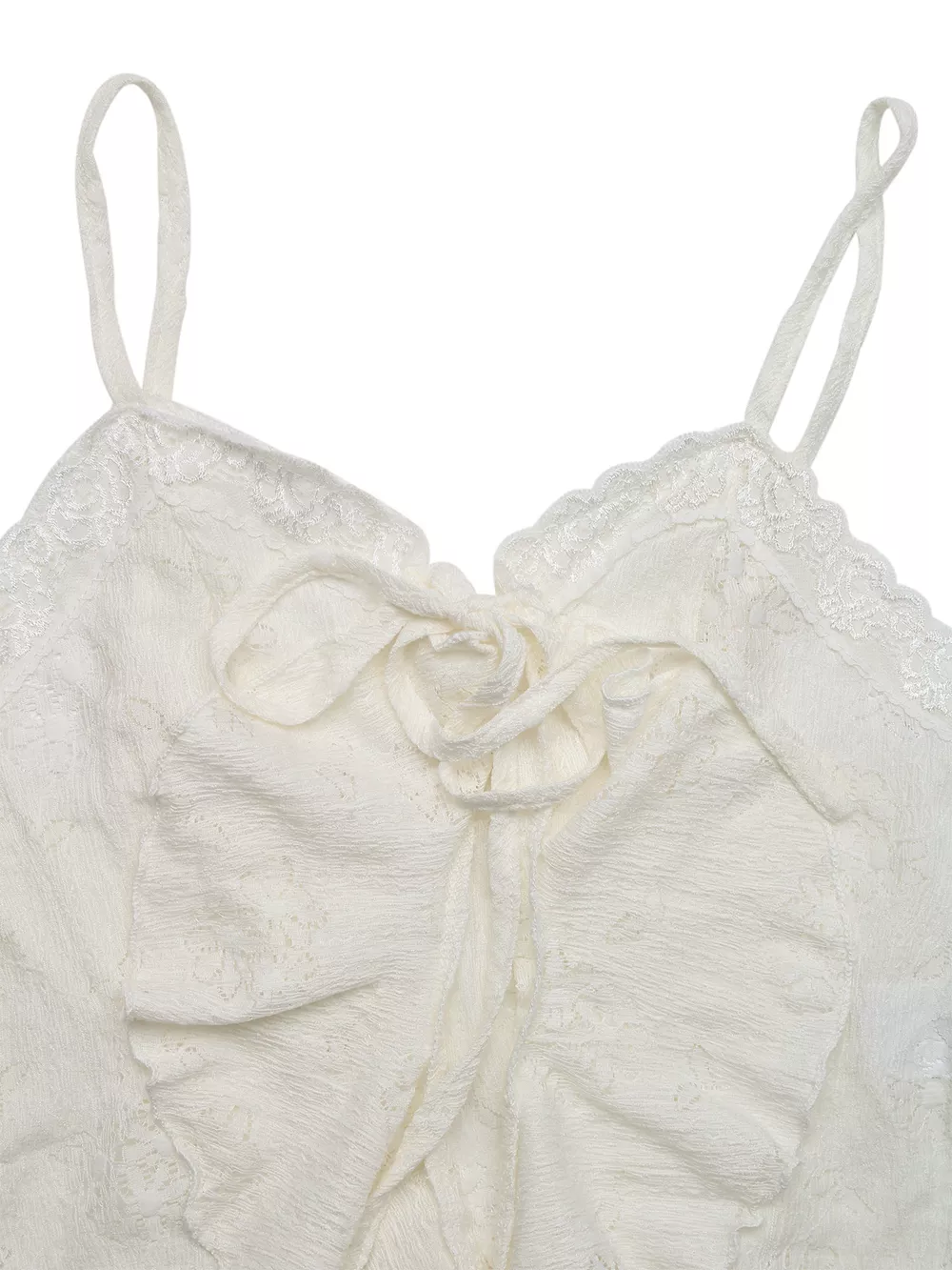Lace Tie-Front Ruffle Hem Cami, image 7