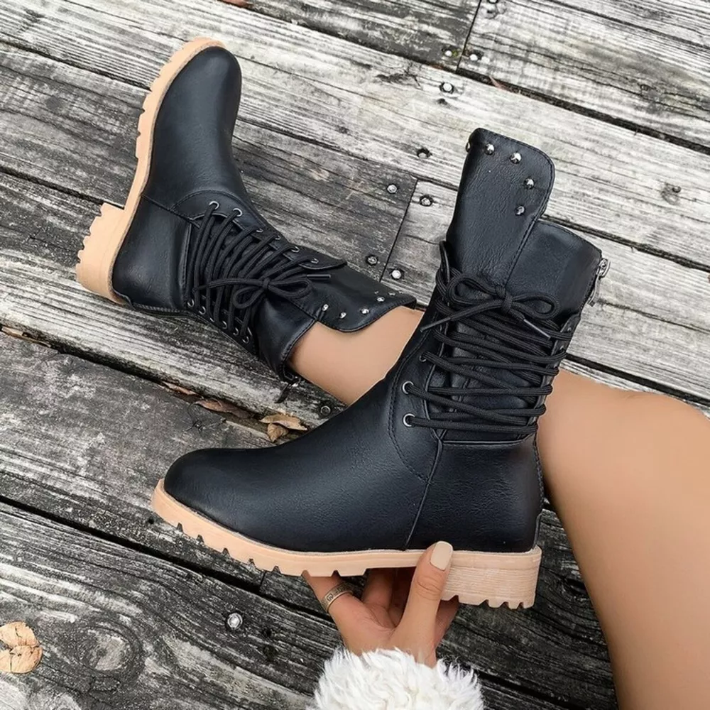 Lace Up Block Heels Boots, image 4