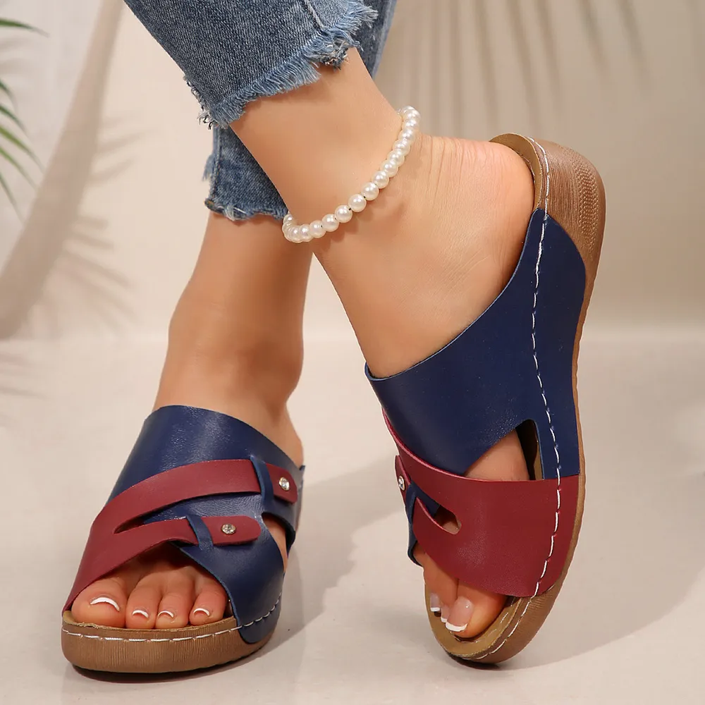 Cutout Contrast Wedge Sandals, image 6