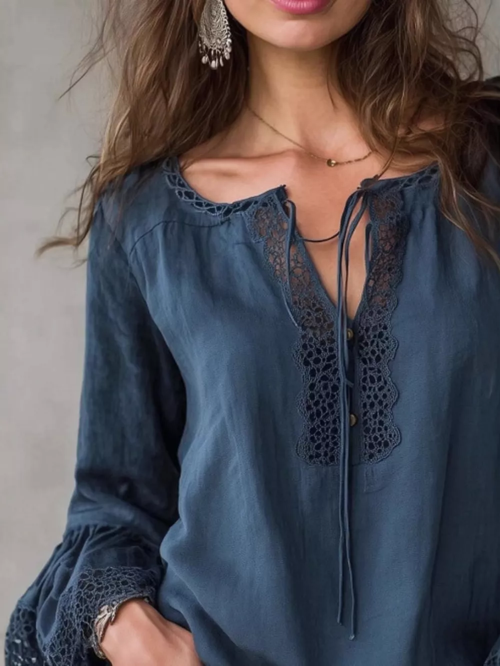 Full Size Tie Neck Flounce Sleeve Blouse Plus Size, image 5