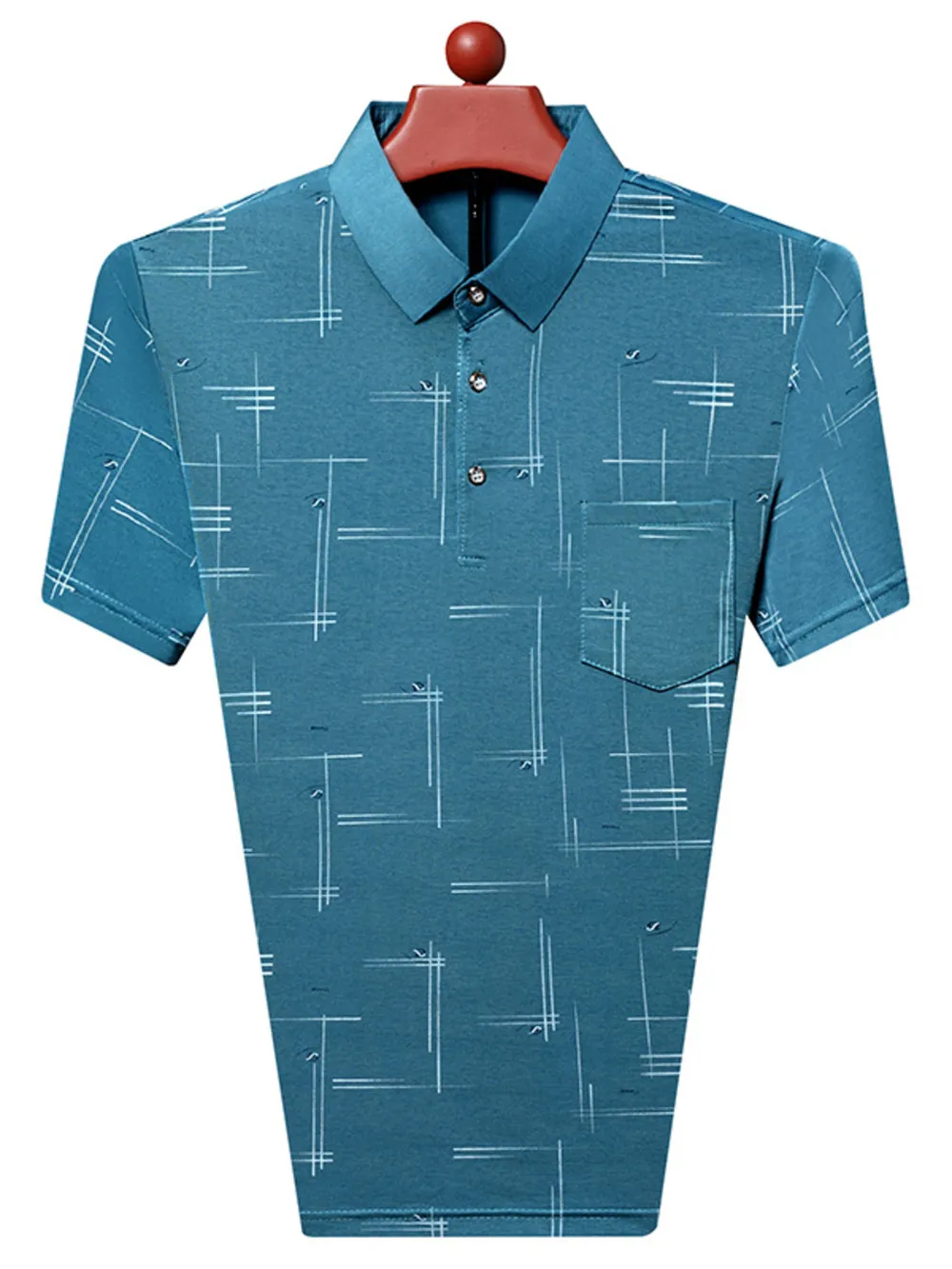 Men's Plus Size Geometric Pattern Short Sleeve Polo, image 5