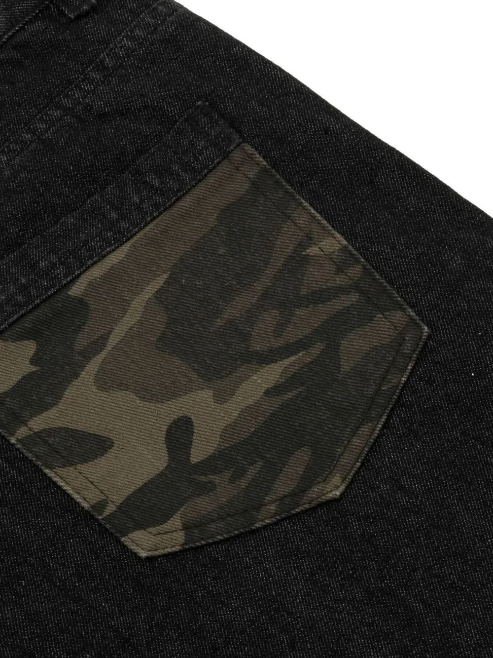 Men's Distressed Camo Trim Denim Bermuda Shorts, image 5