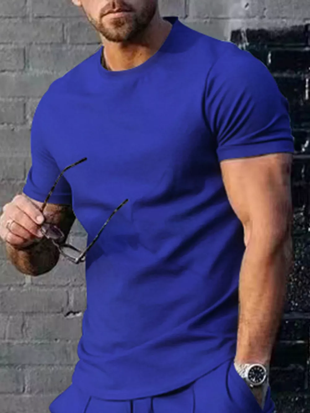 Men's Plus Size Solid Color Casual T-Shirt, image 6