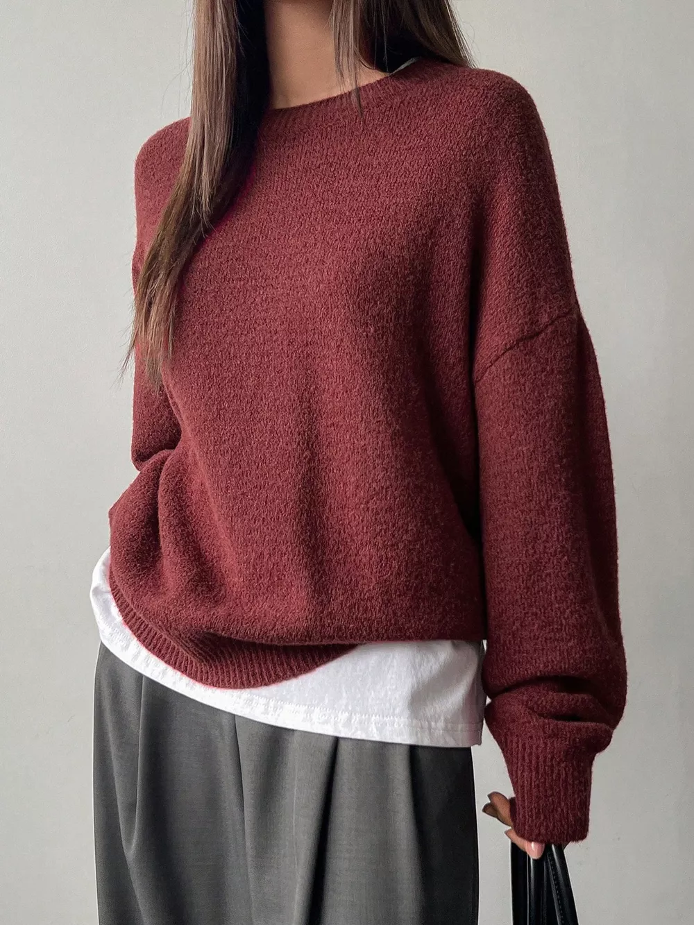 Cozy Knit Round Neck Oversized Sweater, image 16