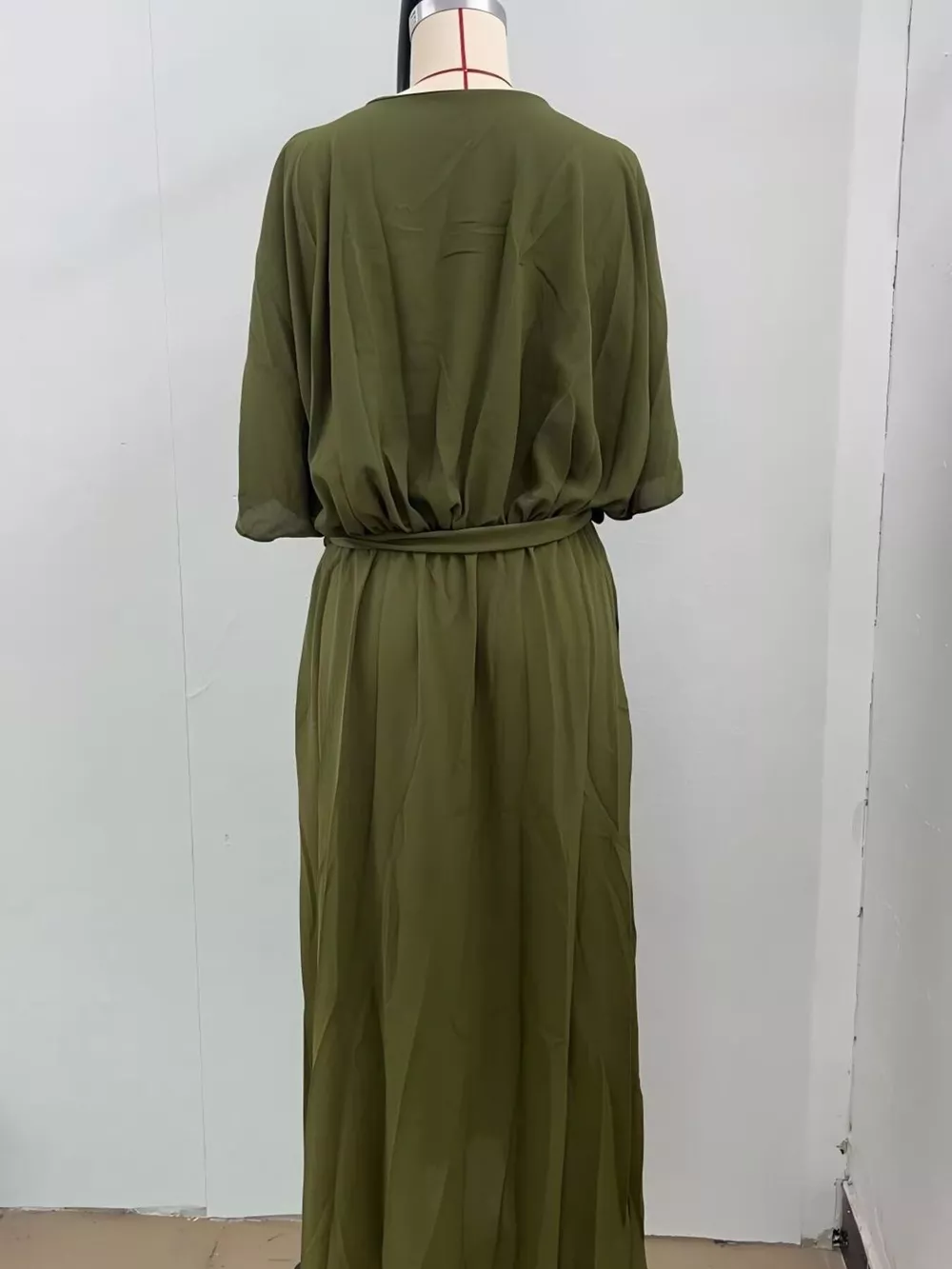 Full Size Chiffon Wrap Dress with Flutter Sleeves Plus Size, image 6