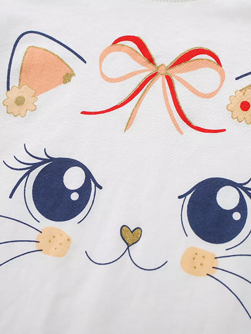 Children's Cat Graphic Tee & Floral Pants Set, image 3