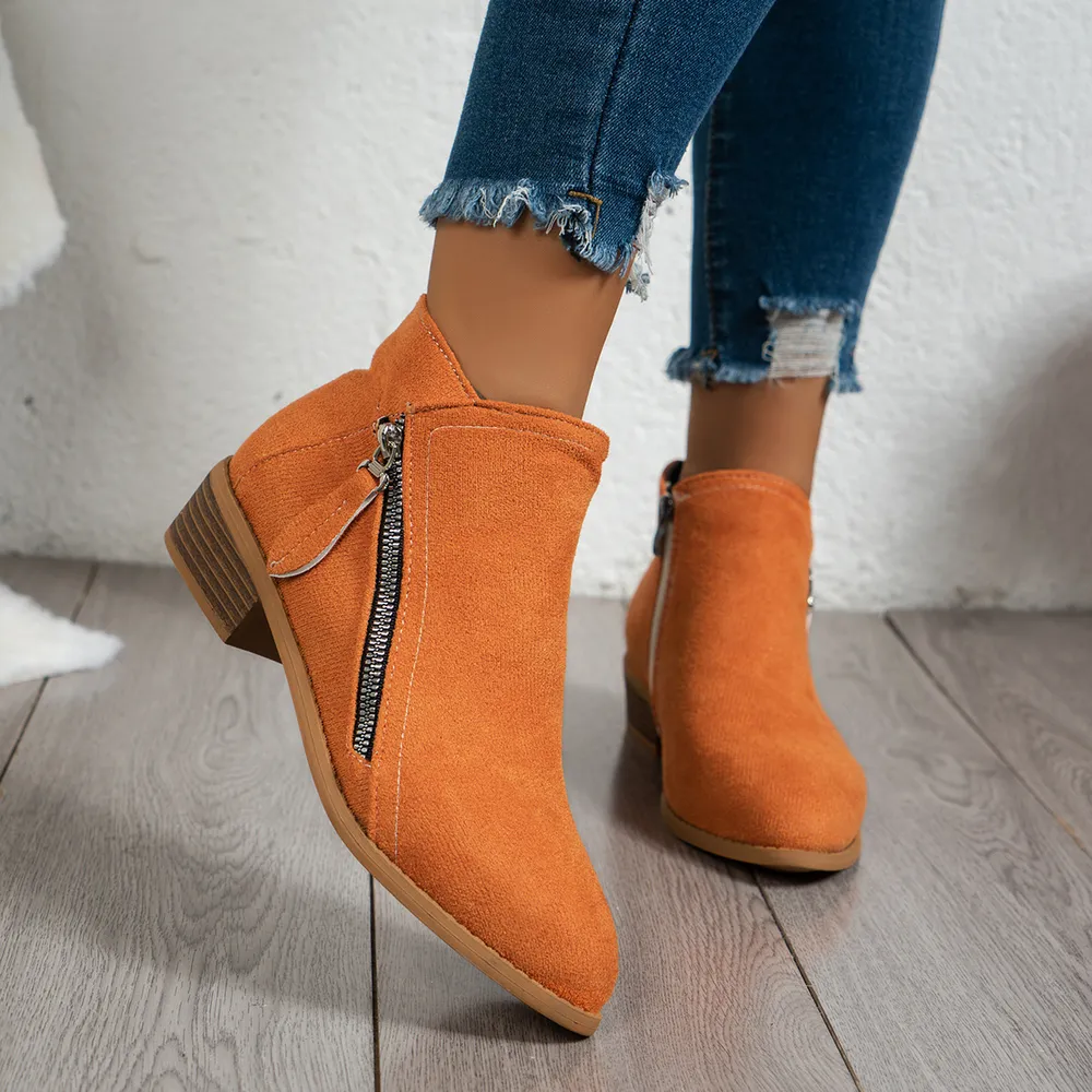 Side Zip Ankle Boots with Block Heel, image 15