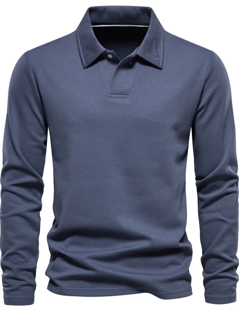 Men's Button Detail Long Sleeve Polo, image 2