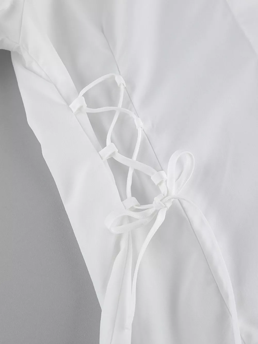 Side Lace Up Button Up Shirt, image 8