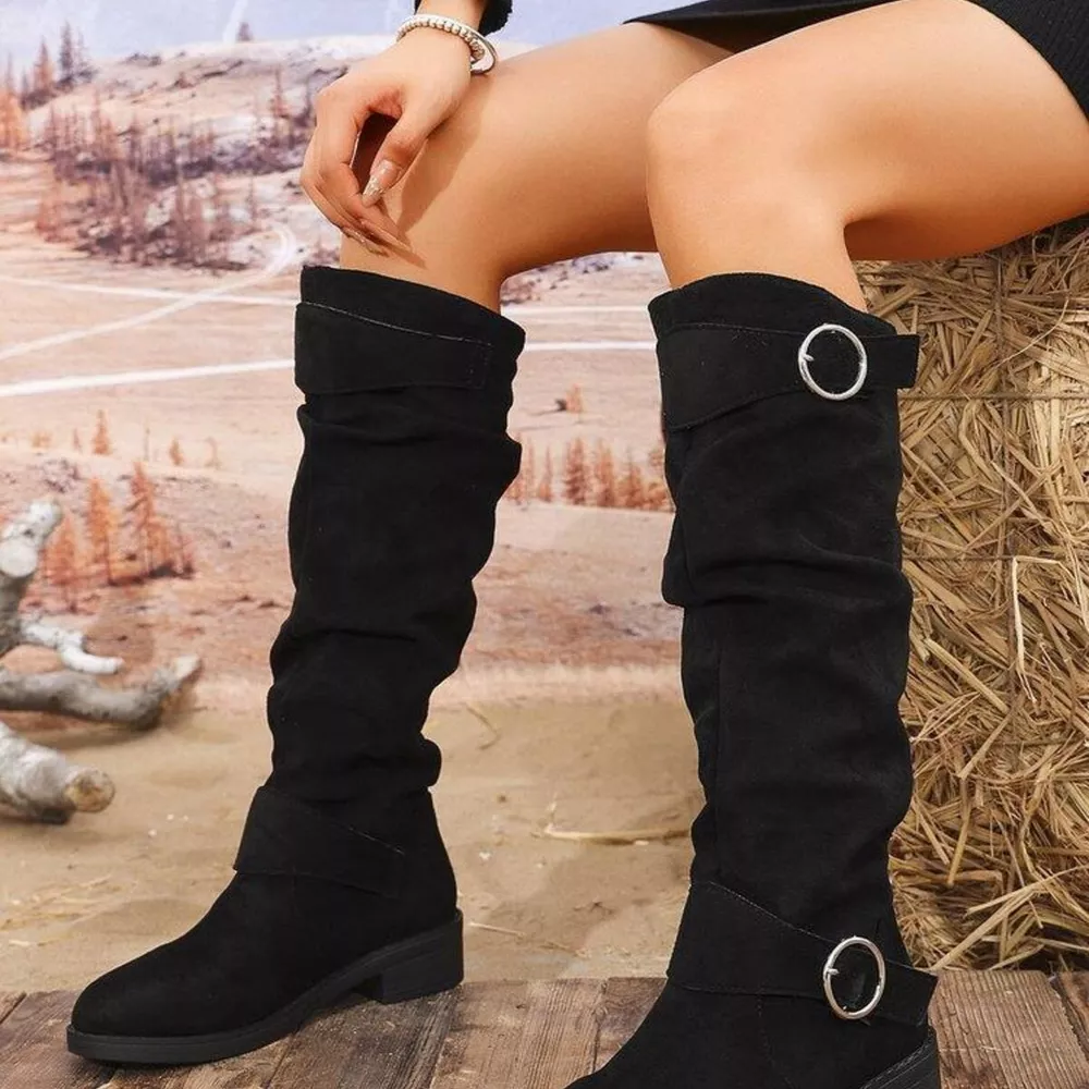 Point Toe Block Heels Slouch Boots, image 2