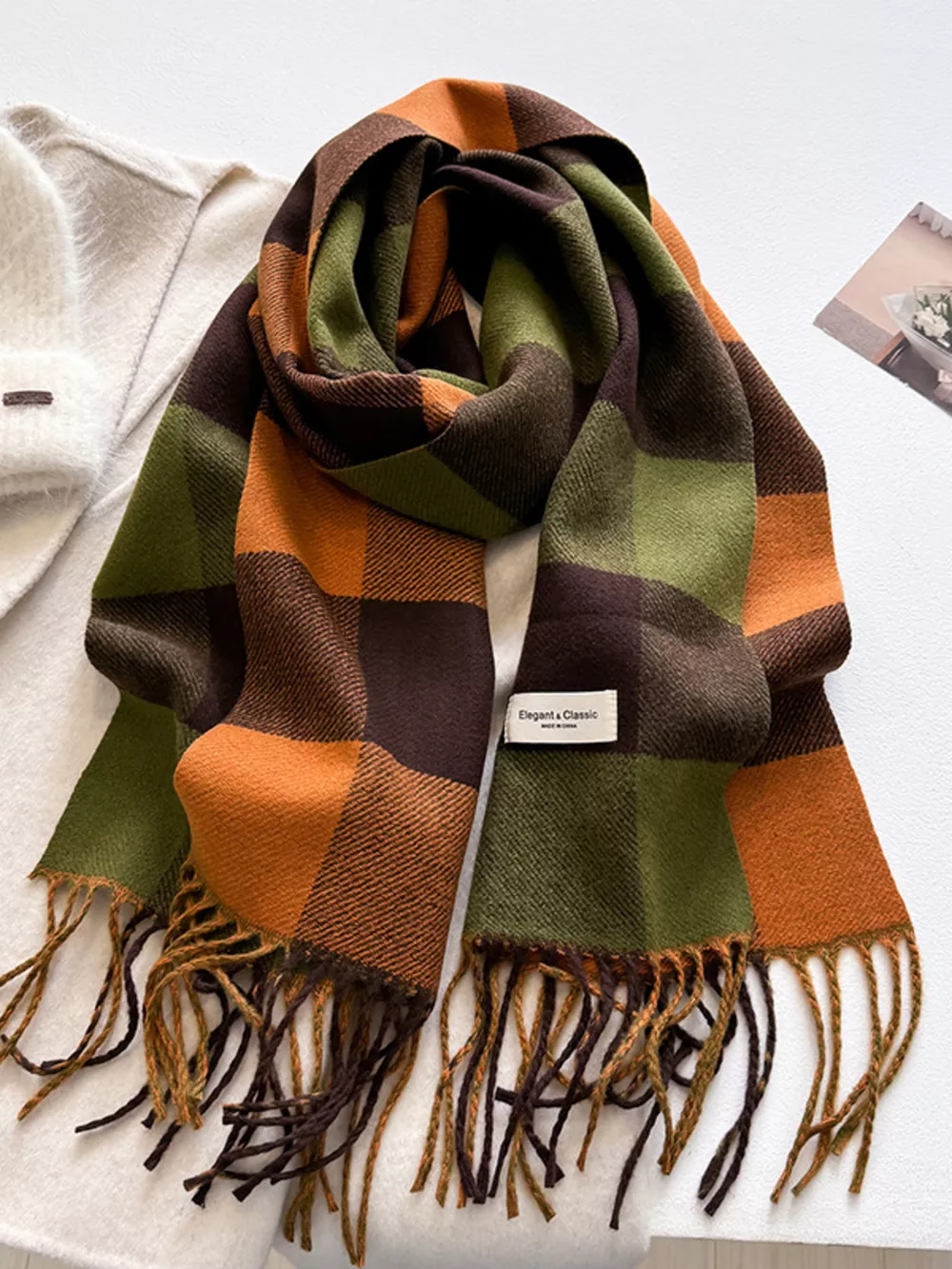 Plaid Fringe Scarf, image 8