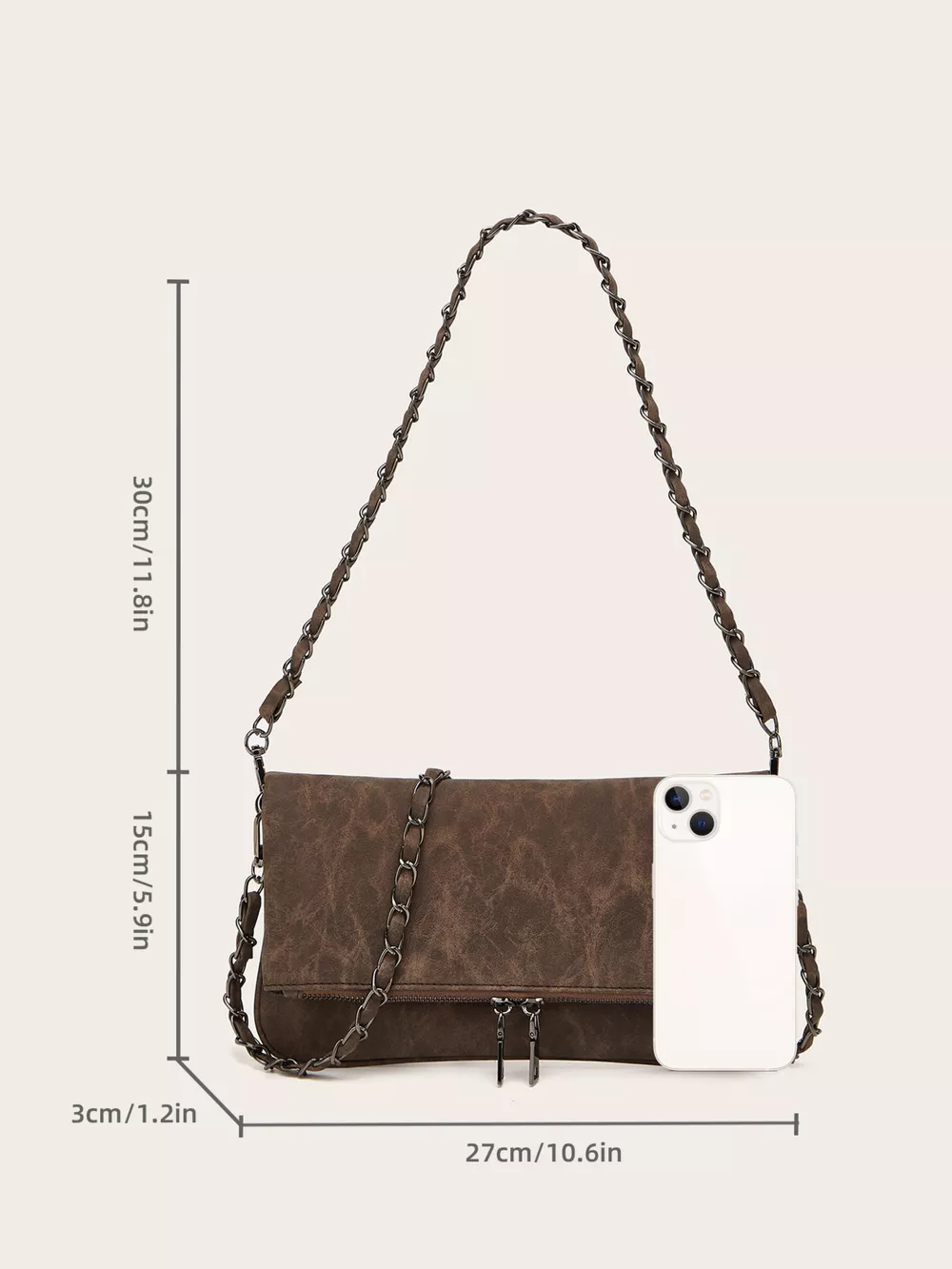 PU Leather Chain Strap Shoulder Bag, image 7