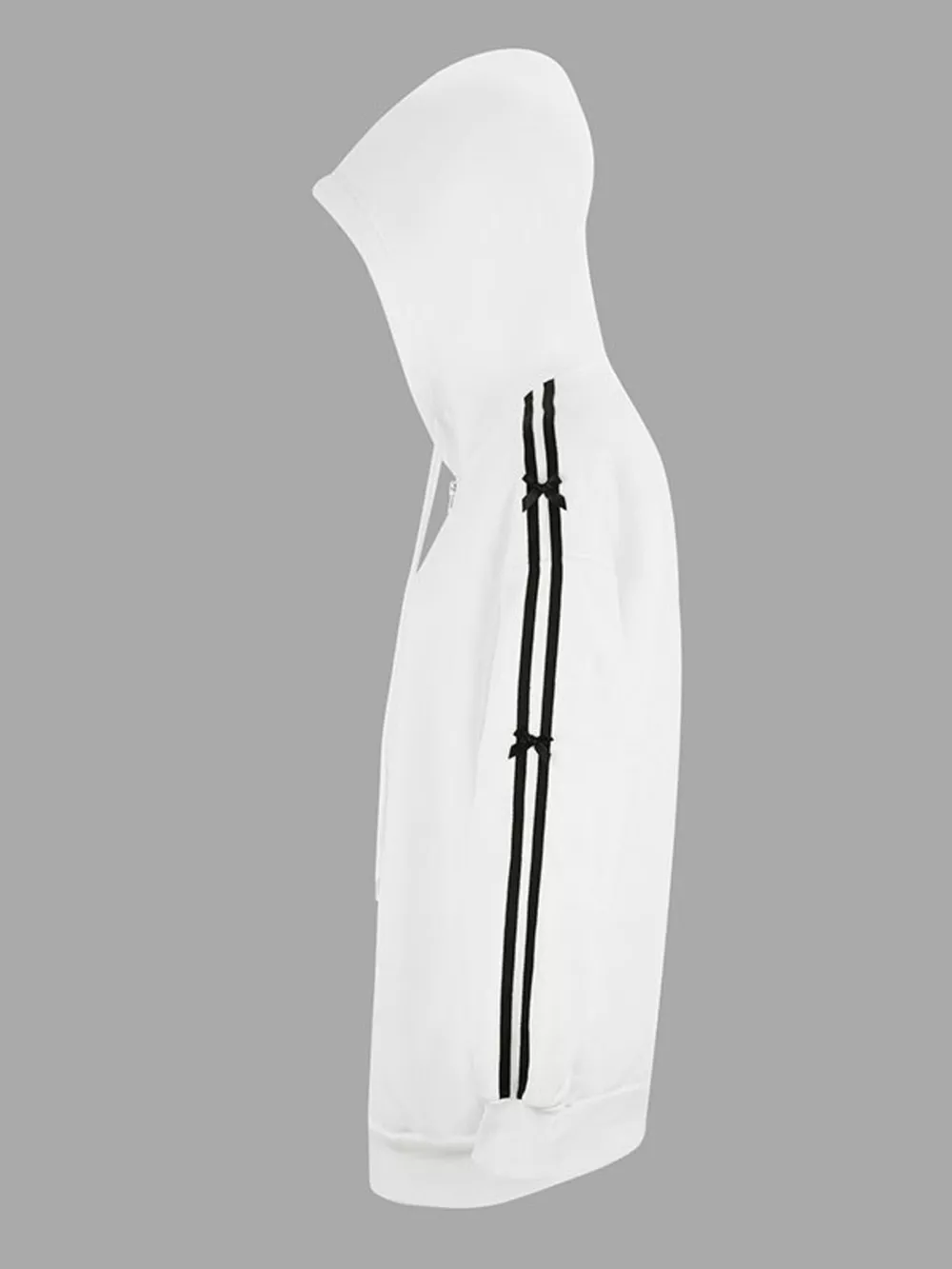 Striped Sleeve Zip-Up Drawstring Hoodie, image 11