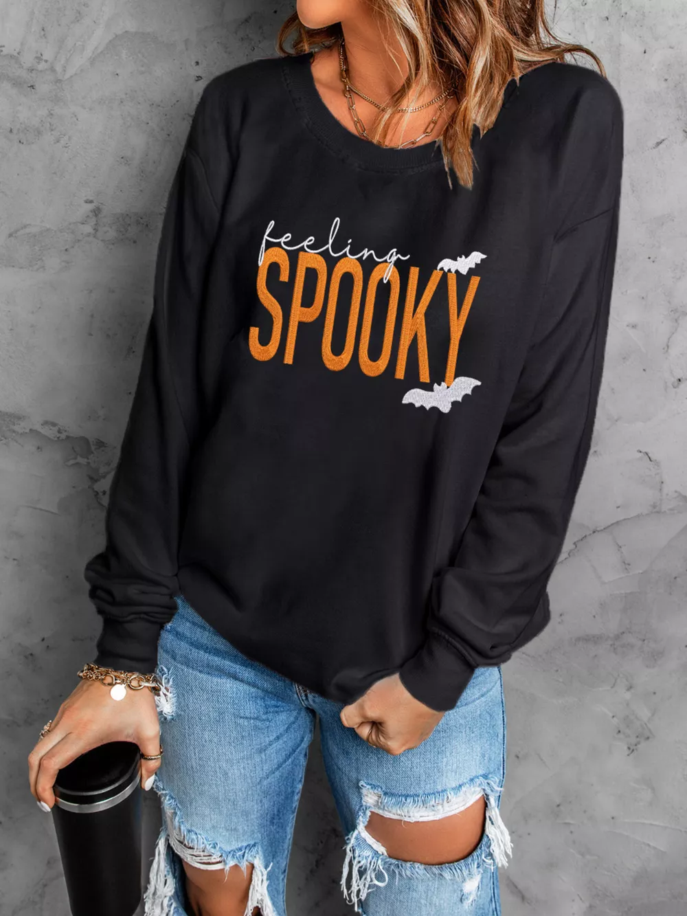 Feeling Spooky Halloween Embroidered Sweatshirt, image 2