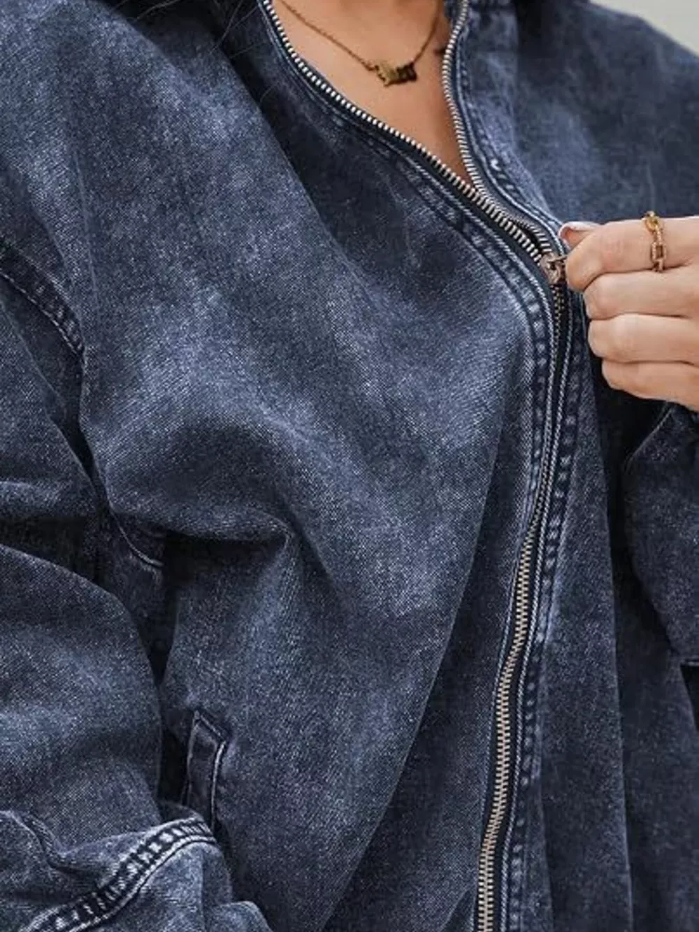 Vintage Washed Zip Up Hooded Denim Jacket, image 11