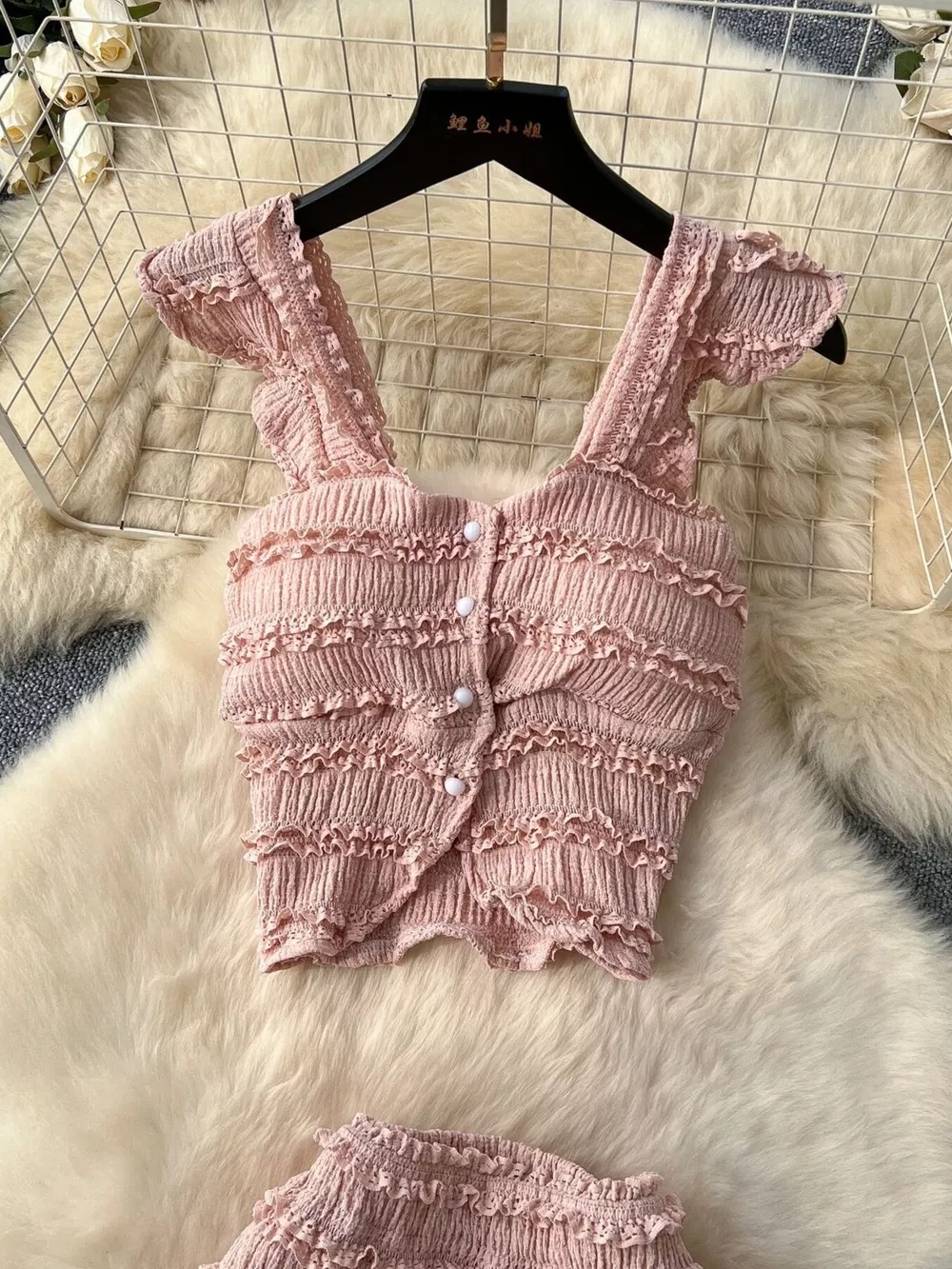 Textured Crop Top and Tiered Skirt Set, image 17