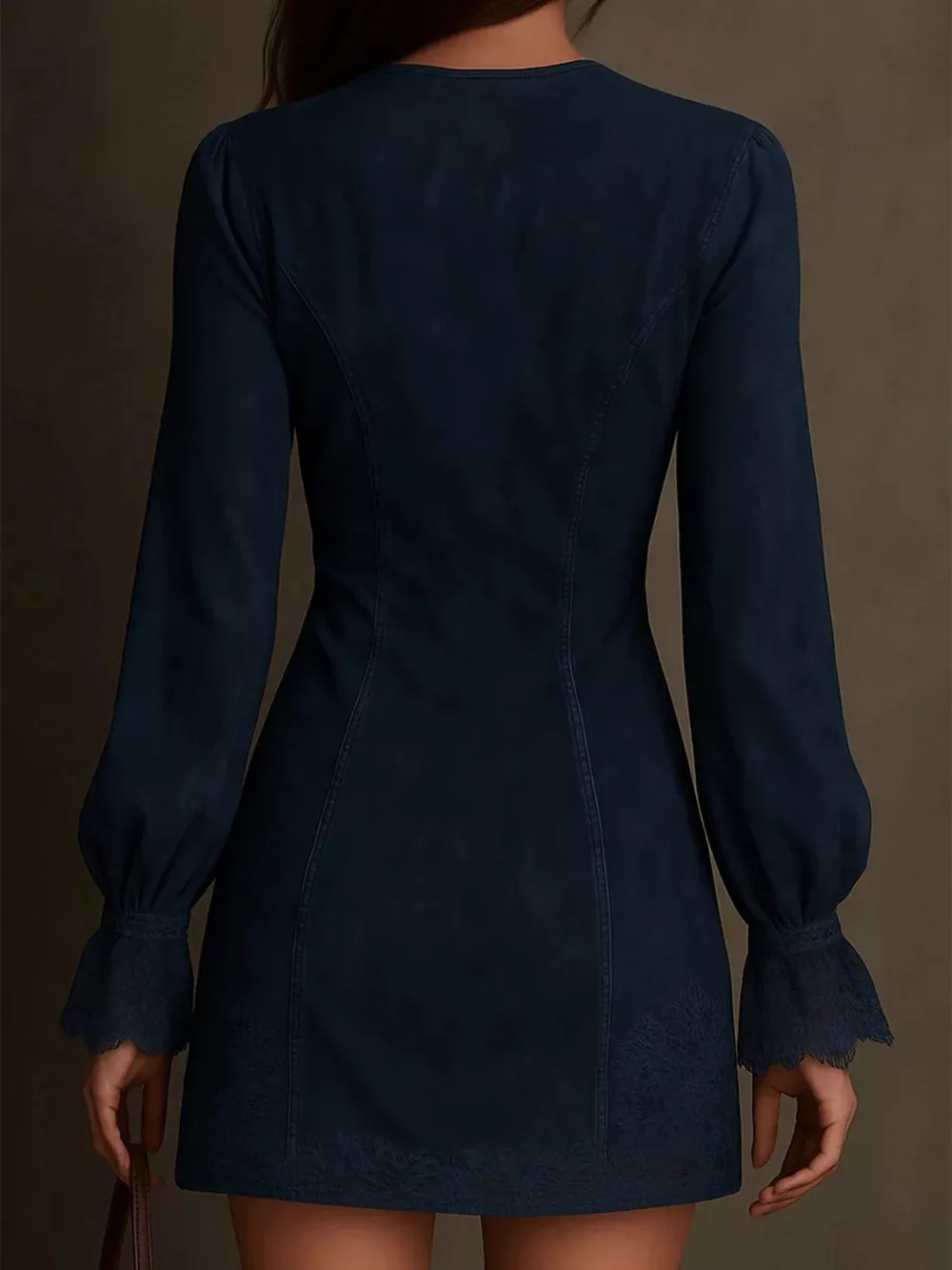 Full Size Zip-Front Long Sleeve Mini Dress Plus Size, image 5