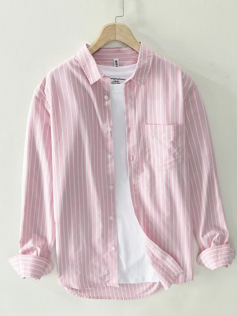 Men's Plus Size Striped Button Up Long Sleeve Shirt, image 4
