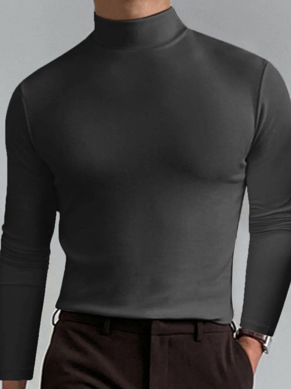 Men's Full Size Turtleneck Long Sleeve T-Shirt Plus Size, image 2