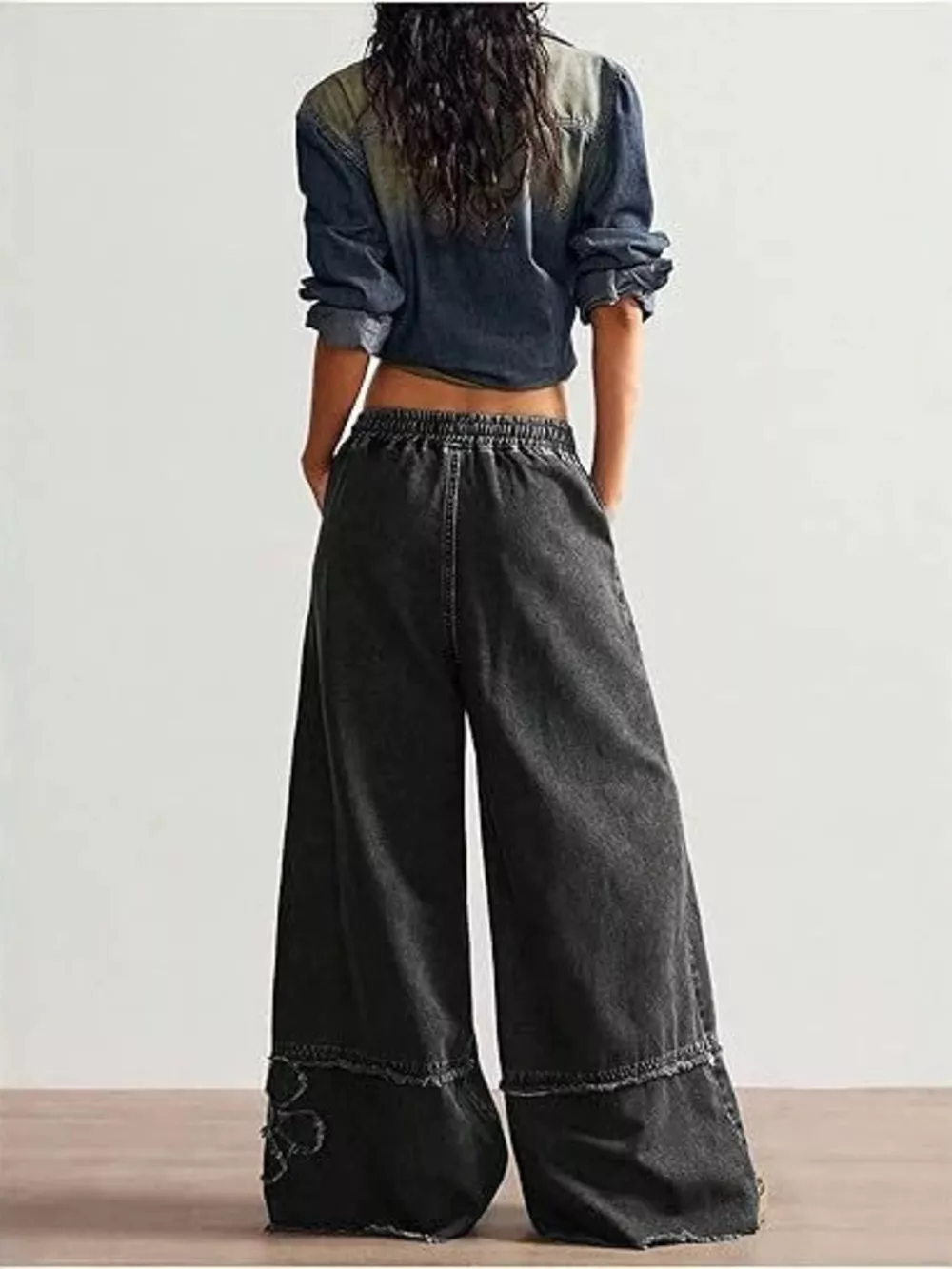 Floral Appliques Wide Leg Jeans, image 11