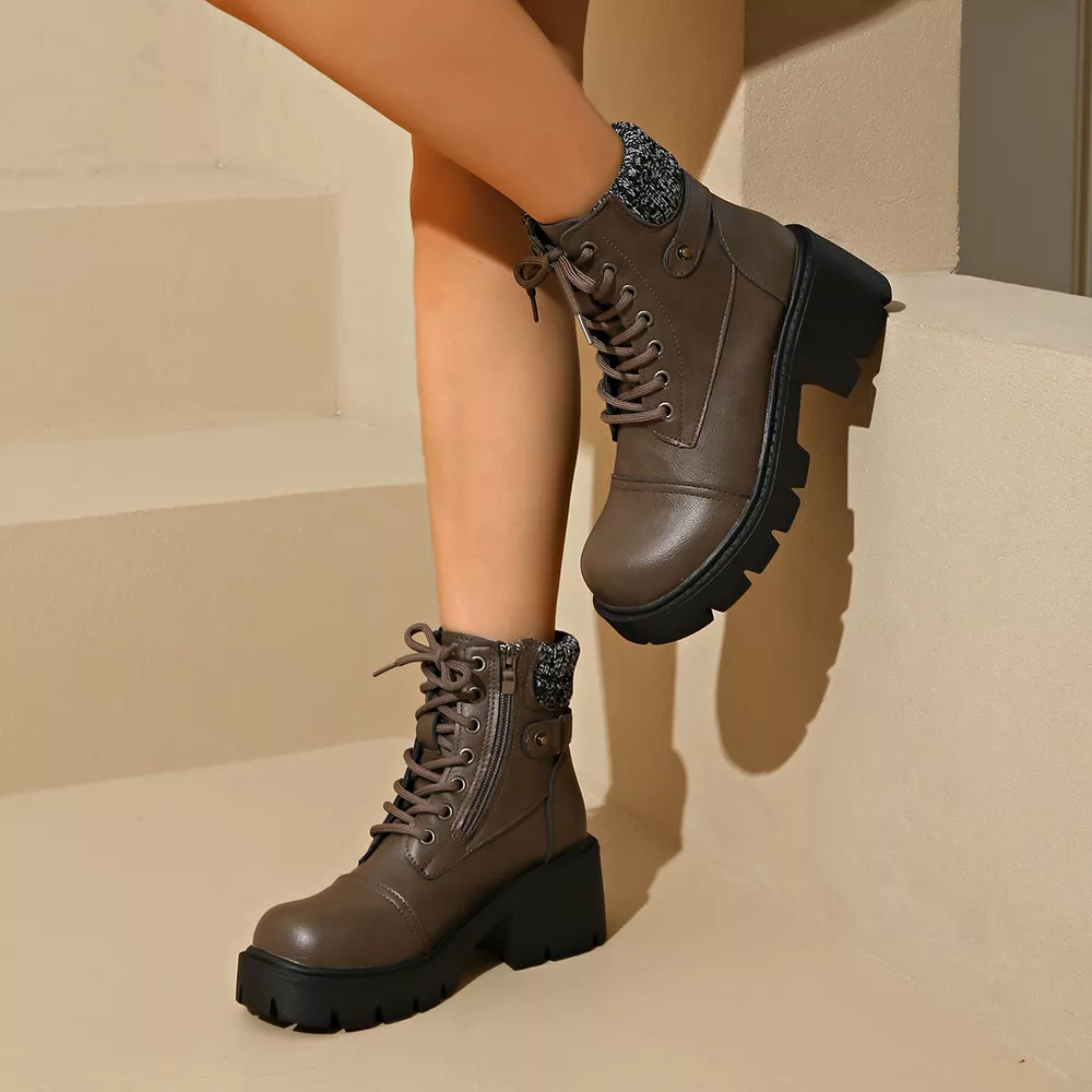 Round Toe Block Heels Boots, image 9