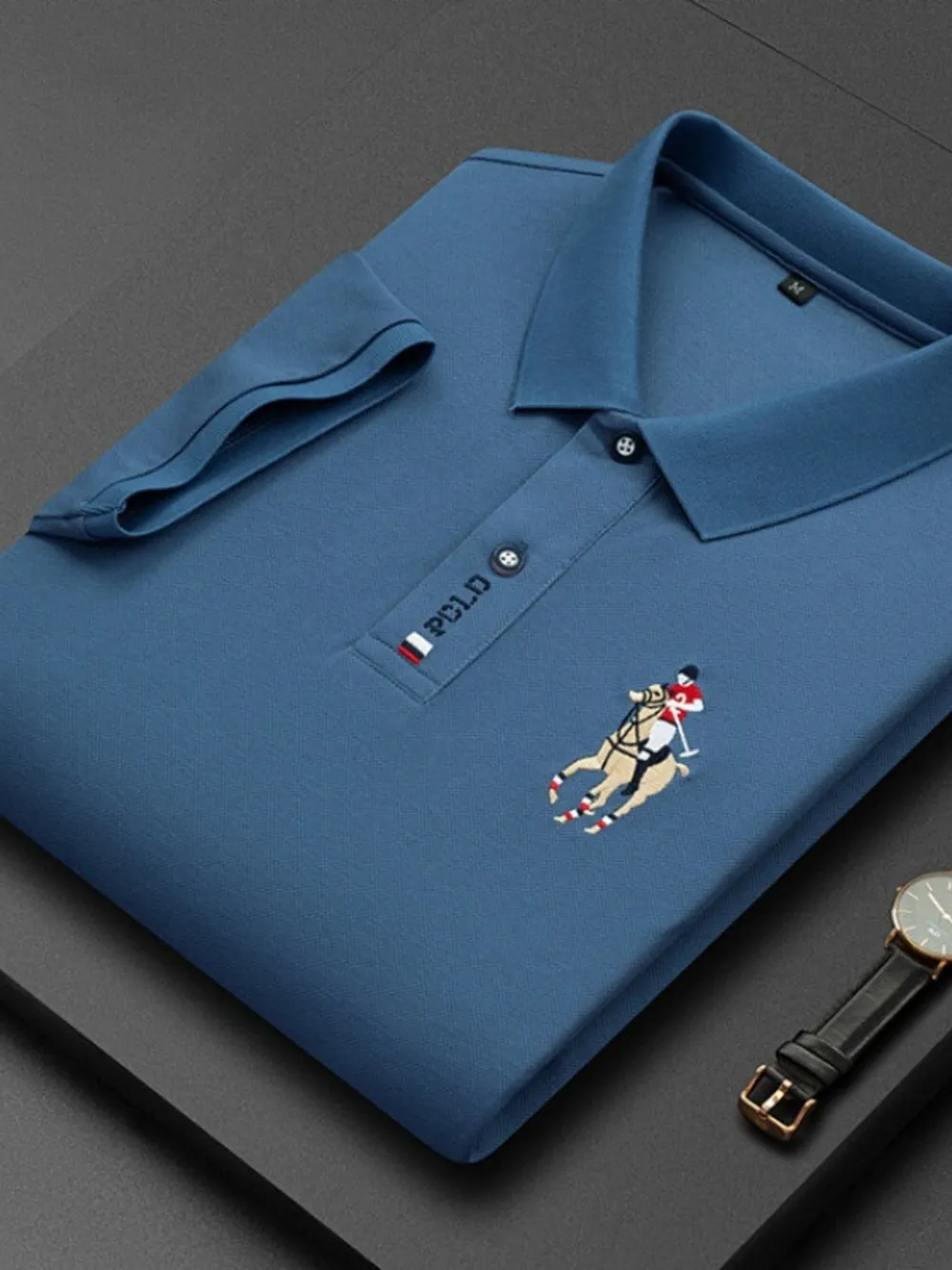 Men's Plus Size Classic Embroidered Short Sleeve Polo Shirt, image 4