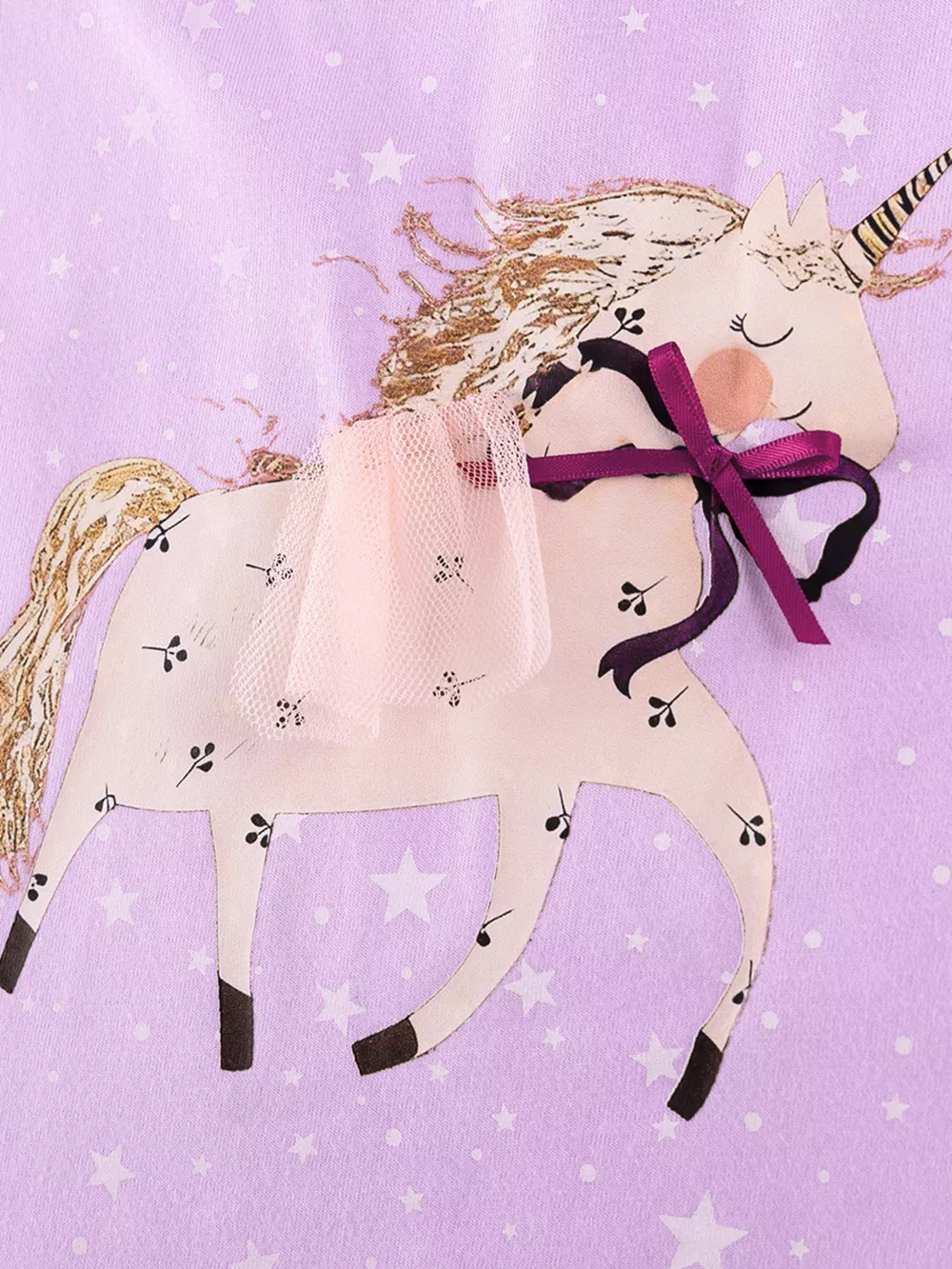 Children's Unicorn Star Print Ruffled Sleeve Dress, image 5