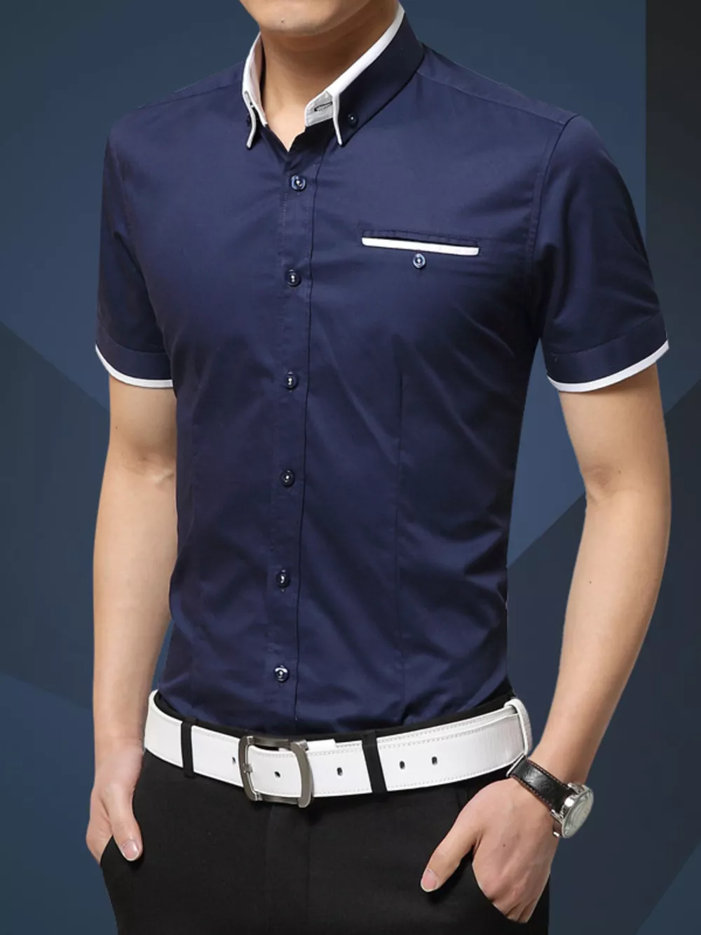 Men's Plus Size Button Up Short Sleeve Shirt, image 2