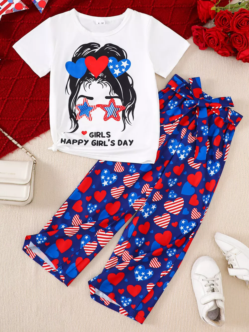 Children's Girl Graphic T-Shirt and Pants Set, image 2