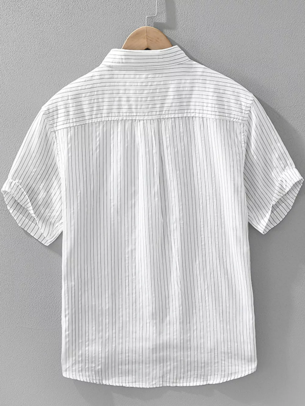 Men's Plus Size Breathable Striped Short Sleeve Shirt, image 3