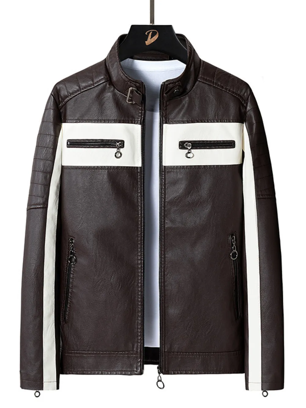 Men's Plus Size Zip Up Long Sleeve Contrast Jacket, image 5