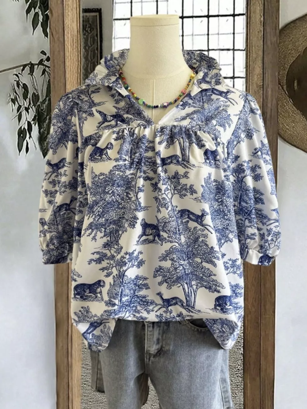 Printed Half Sleeve Blouse, image 2