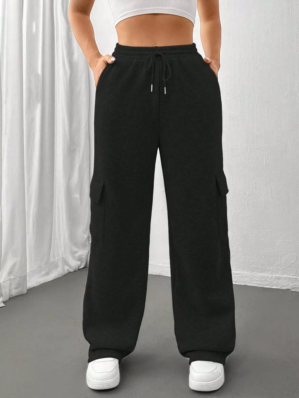 Relaxed Fit Pants with Drawstring Waist, image 2