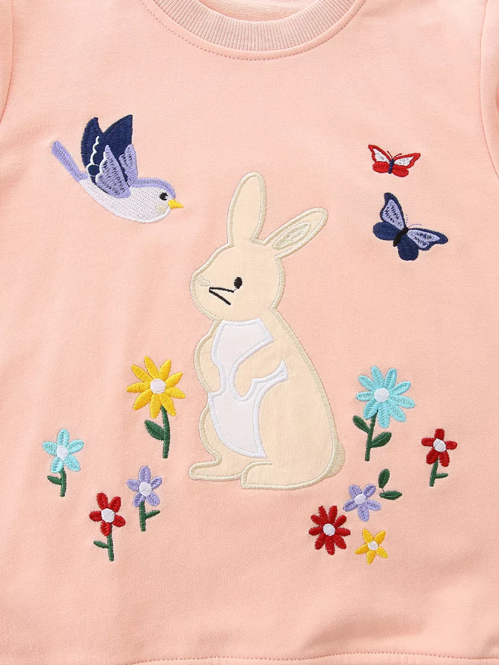 Children's Cute Bunny Embroidered Round Neck Sweatshirt, image 5