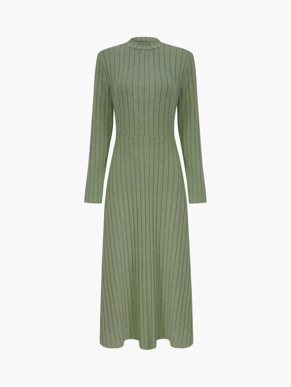 Ribbed Knit Long Sleeve Midi Dress, image 8