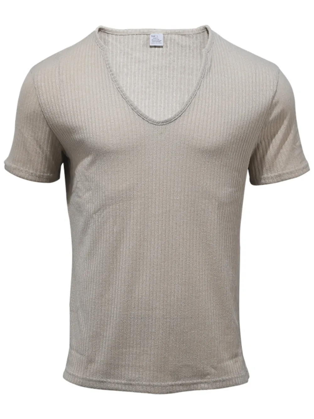 Men's Full Size Ribbed V-Neck T-Shirt Plus Size, image 12