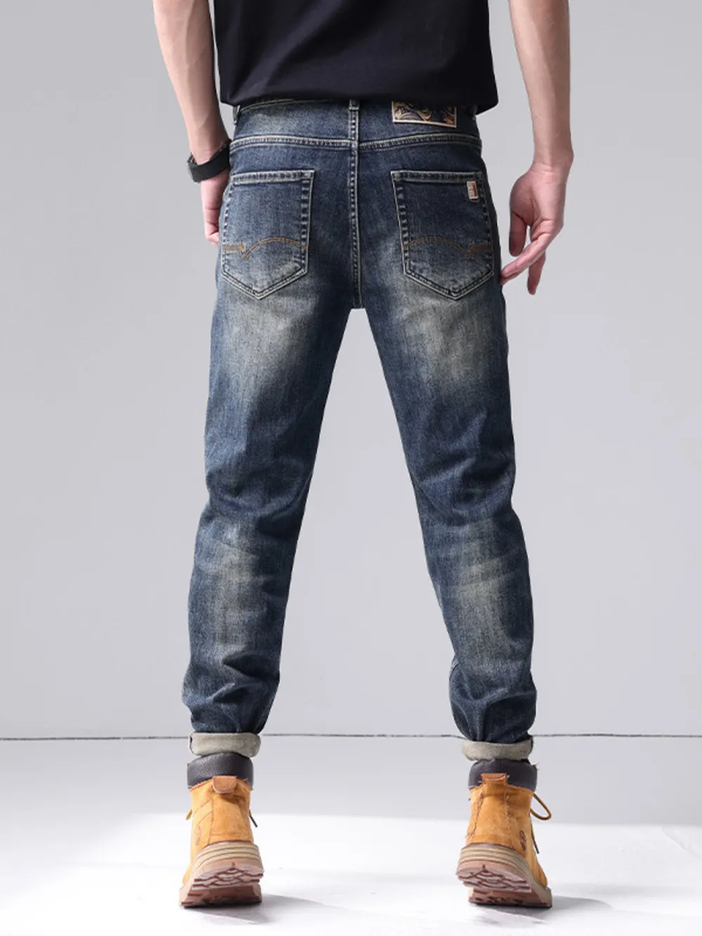 Men's Washed Straight Leg Jeans, image 5