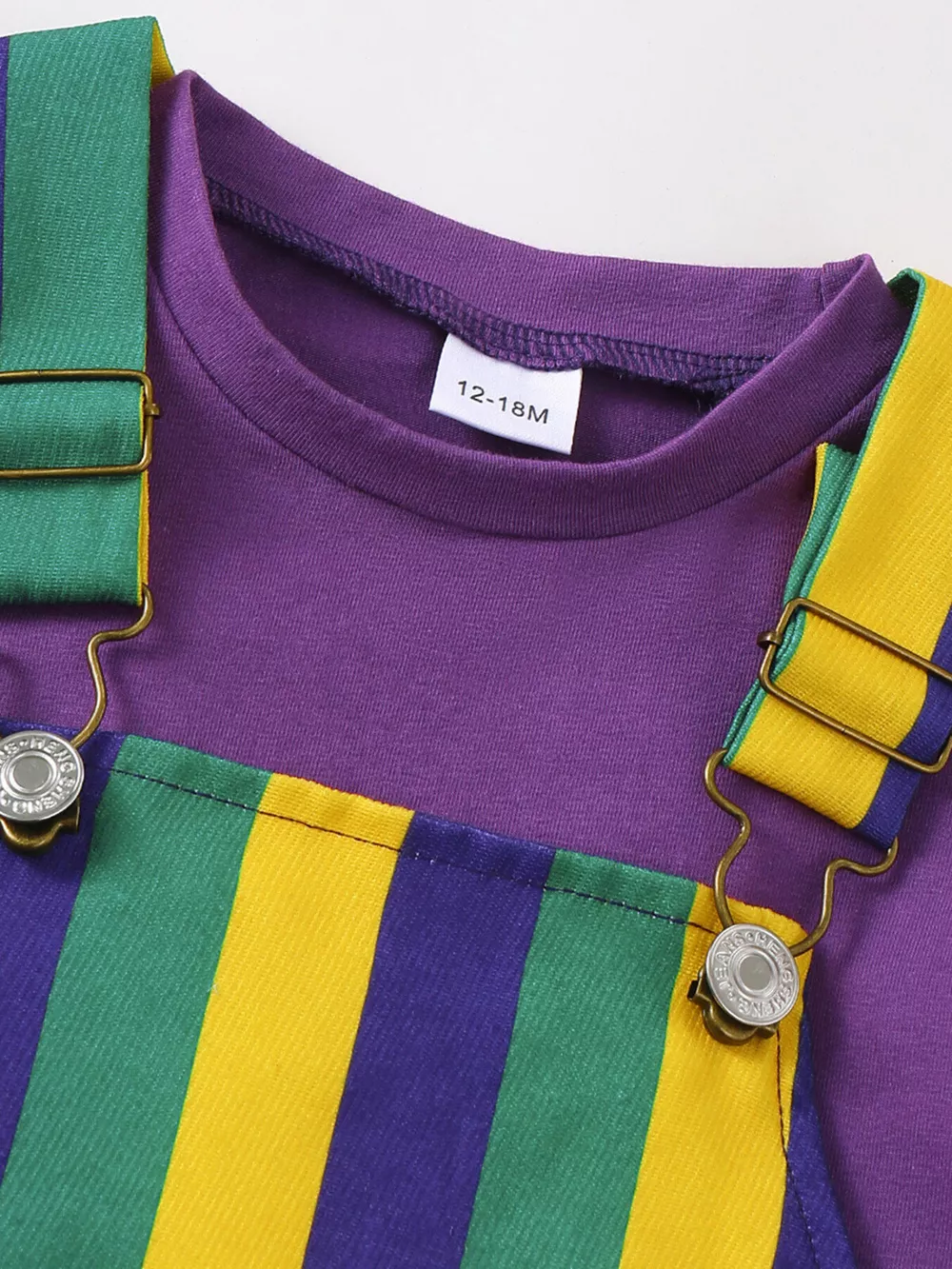 Children's Striped Overall Dress & Solid Tee Set, image 2
