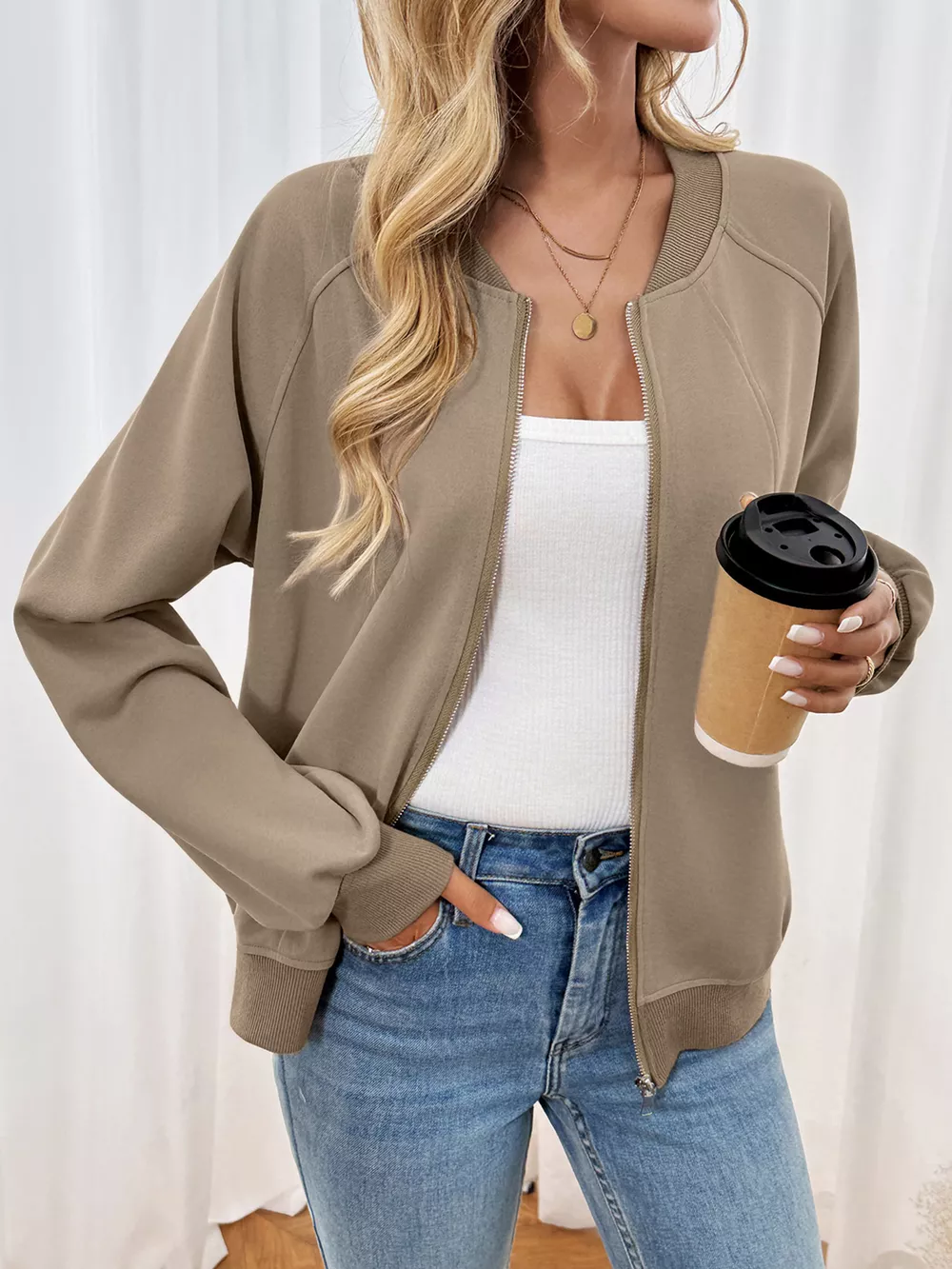 Zip Up Raglan Sleeve Jacket, image 9