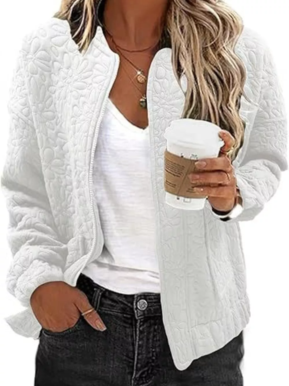 Floral Quilted Zip Up Jacket, image 13