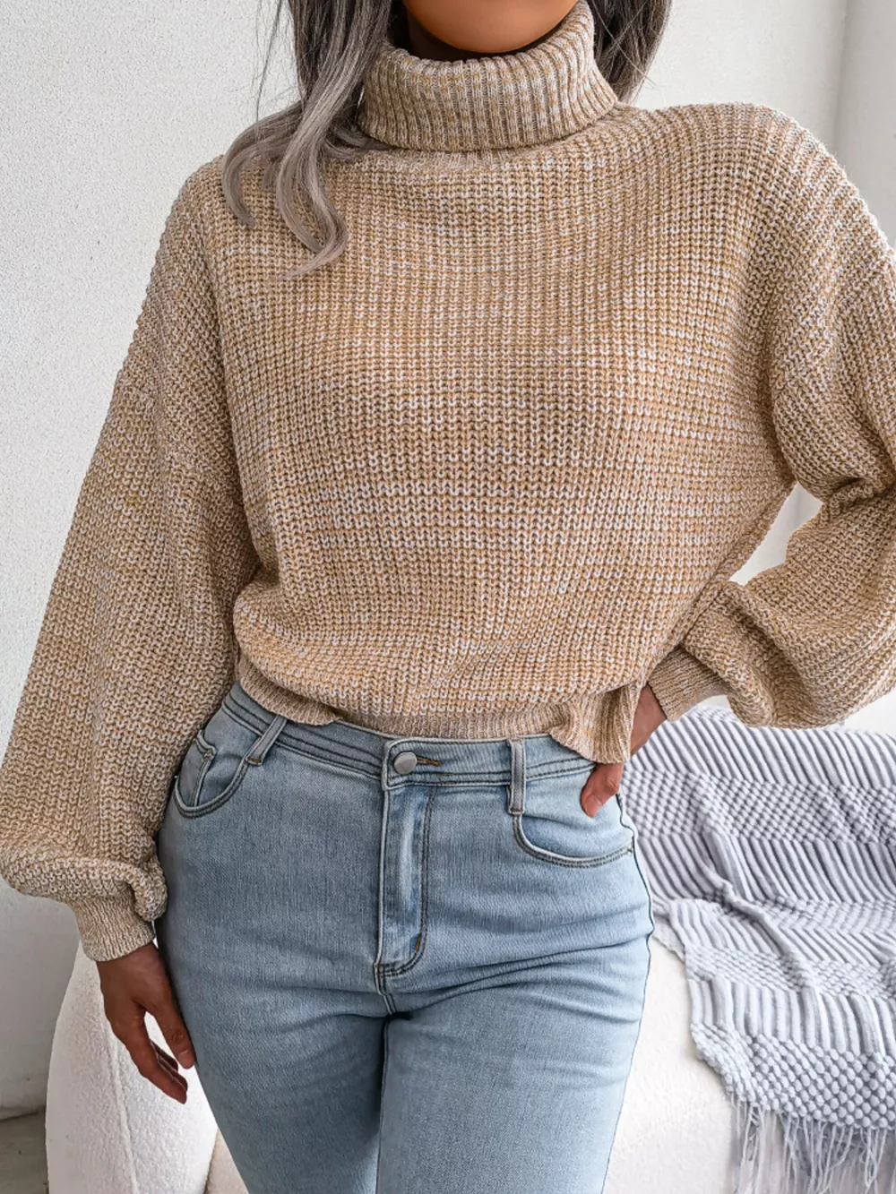 Turtleneck Dropped Shoulder Sweater, image 9