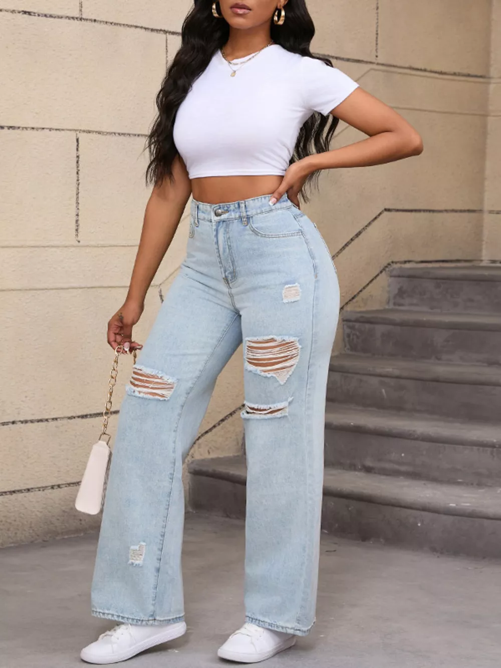 Distressed Wide-Leg Jeans, image 3