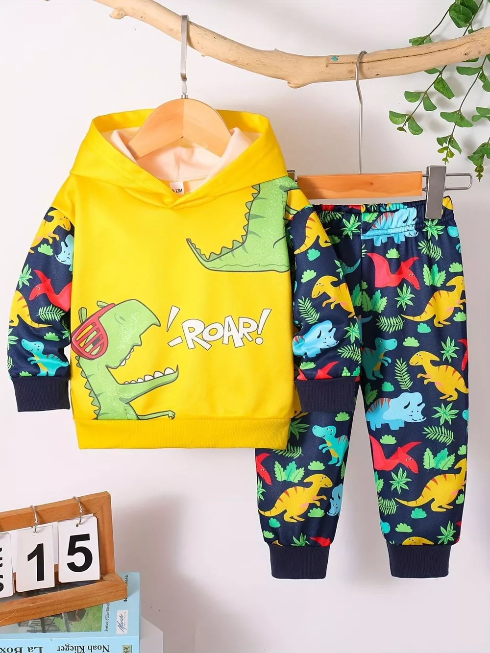 Children's Dinosaur Print Hoodie and Pants Set