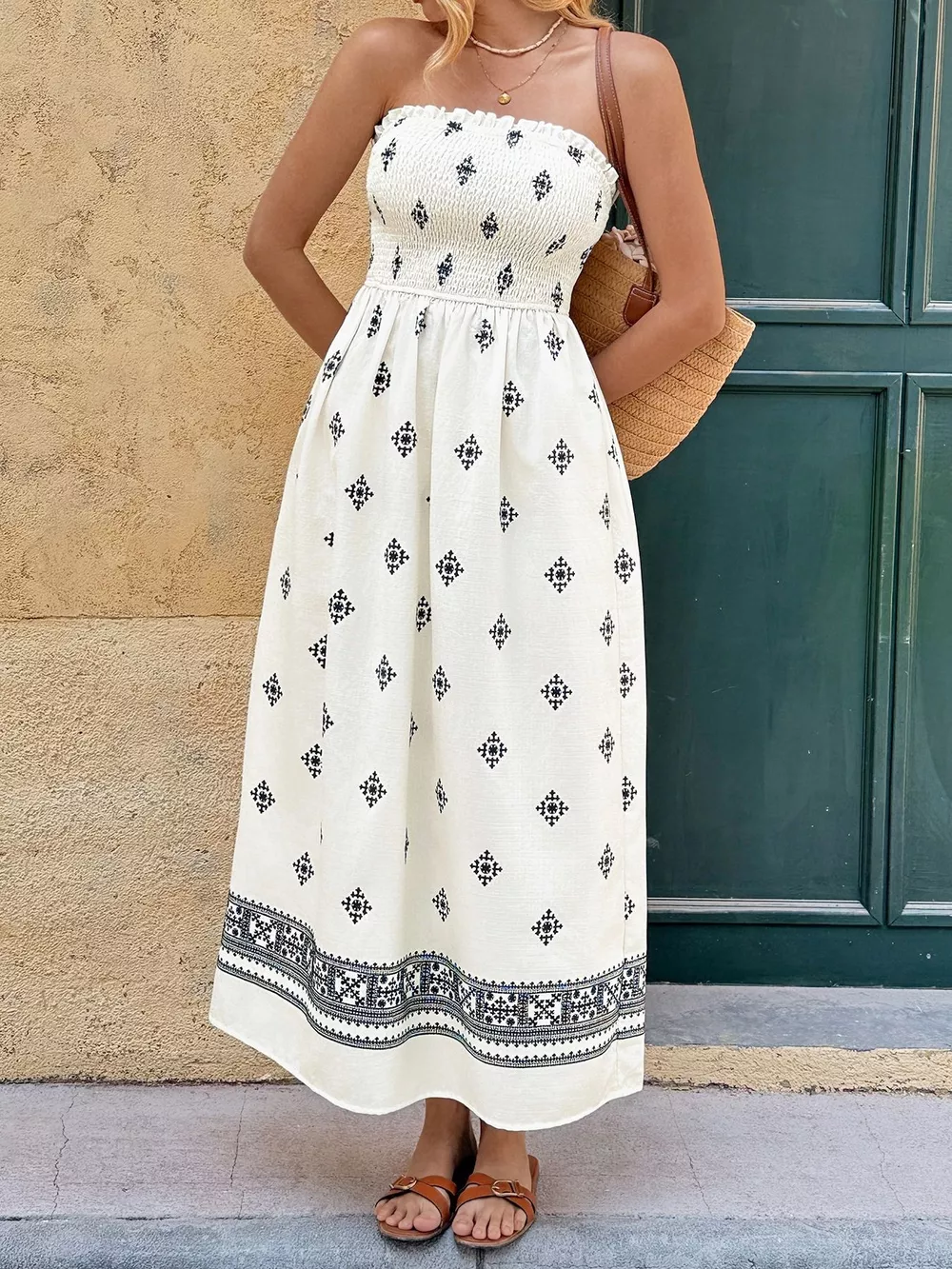 Smocked Tube Midi Dress, image 8