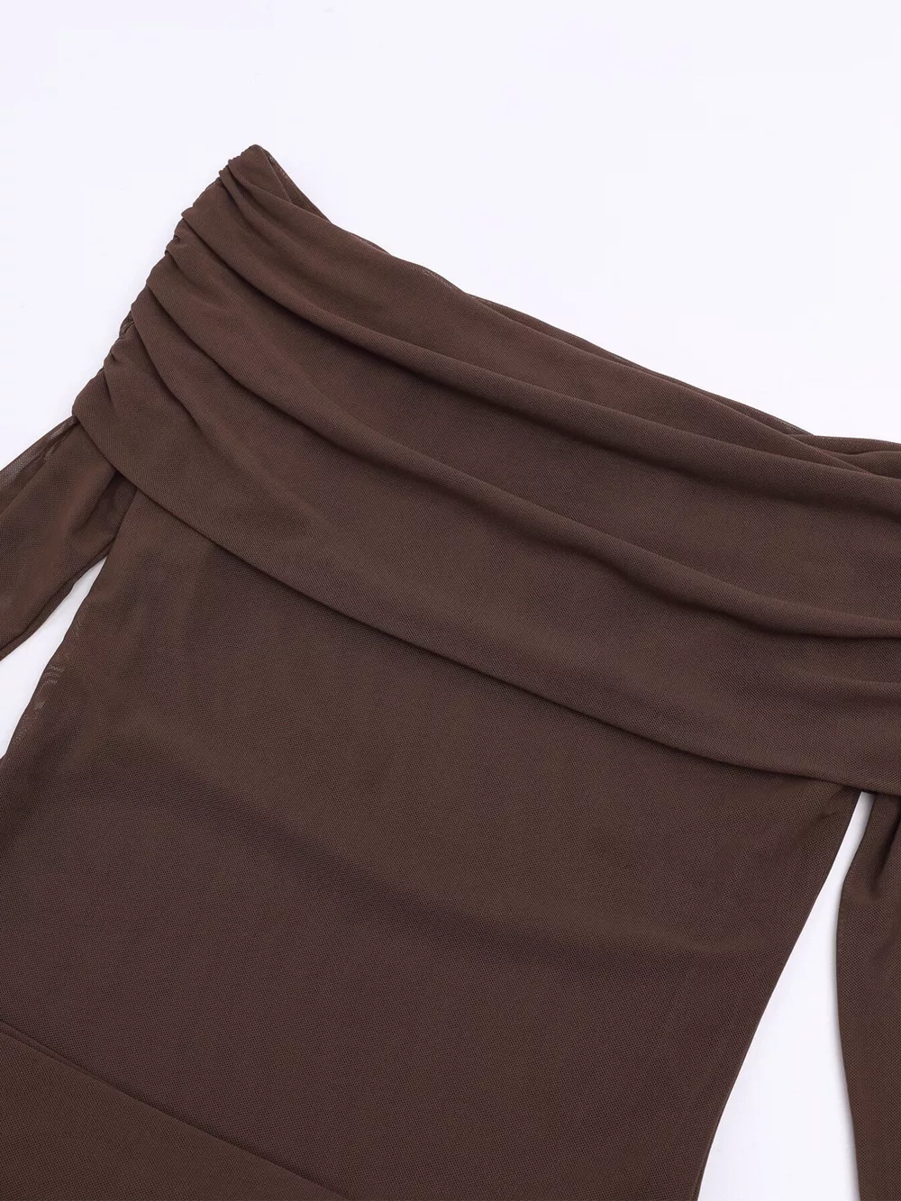 Off-Shoulder Ruched Long Sleeve Maxi Dress, image 26